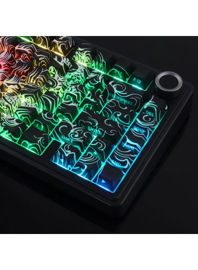 Tsungup Shine Through PBT Keycaps,138 Keys Custom Cool Dragon Pattern Side Printed Keycaps,Cherry Profile Key Caps Keyboard Keycap Set for 60% 65% 75% 80% 100% MX Switches Mechanical Keyboard(Black) - Image 4