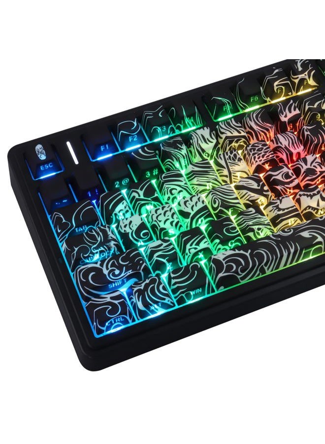Tsungup Shine Through PBT Keycaps,138 Keys Custom Cool Dragon Pattern Side Printed Keycaps,Cherry Profile Key Caps Keyboard Keycap Set for 60% 65% 75% 80% 100% MX Switches Mechanical Keyboard(Black) - Image 1