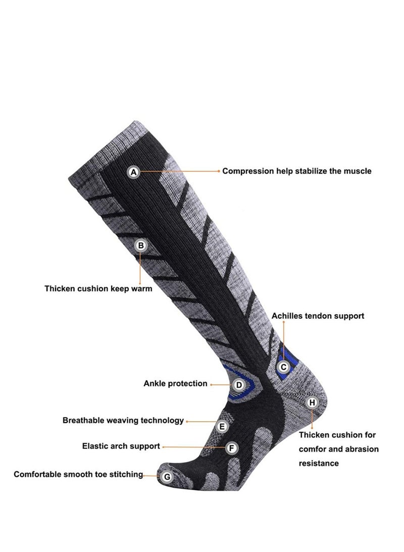 SYOSI زوجان من الجوارب الضاغطة حتى الركبة، جوارب رياضية مريحة تناسب جوارب التزلج الرياضية، جوارب طويلة للساق للنساء والرجال لممارسة رياضة الجري والسفر - Image 4