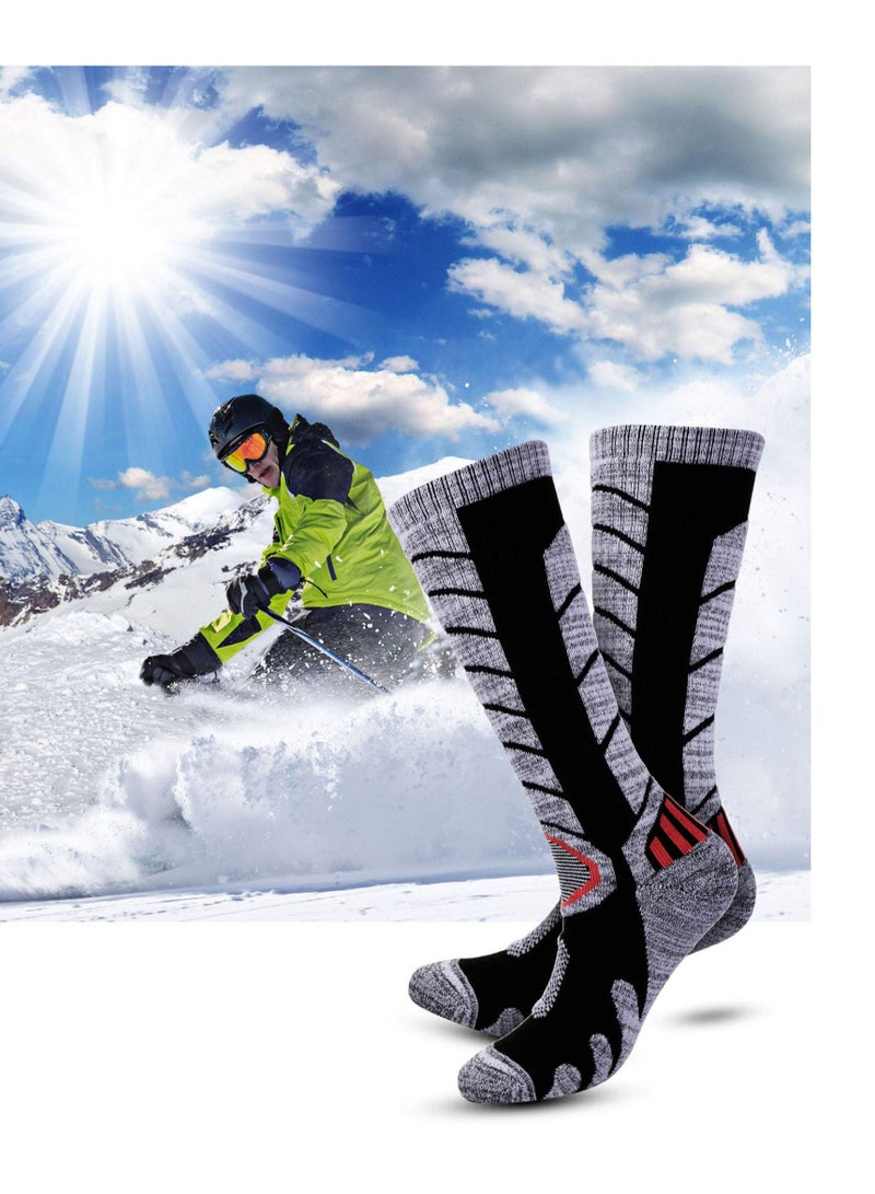 SYOSI زوجان من الجوارب الضاغطة حتى الركبة، جوارب رياضية مريحة تناسب جوارب التزلج الرياضية، جوارب طويلة للساق للنساء والرجال لممارسة رياضة الجري والسفر - Image 5