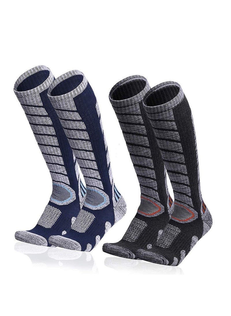 SYOSI زوجان من الجوارب الضاغطة حتى الركبة، جوارب رياضية مريحة تناسب جوارب التزلج الرياضية، جوارب طويلة للساق للنساء والرجال لممارسة رياضة الجري والسفر - Image 1