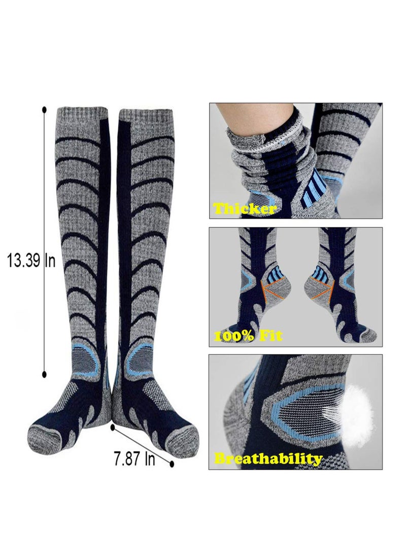 SYOSI زوجان من الجوارب الضاغطة حتى الركبة، جوارب رياضية مريحة تناسب جوارب التزلج الرياضية، جوارب طويلة للساق للنساء والرجال لممارسة رياضة الجري والسفر - Image 2