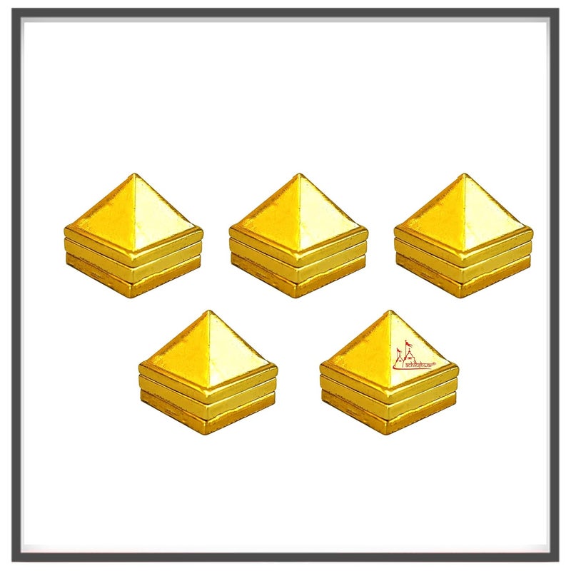 Achleshwar Golden Three Layer Vastu Metal Pyramid 5 Pcs for Vastu and Feng ShuiSet of 3 91 Pyramids in TotalGoldenZinc Metal15 X 15 InchAch252 - Image 1