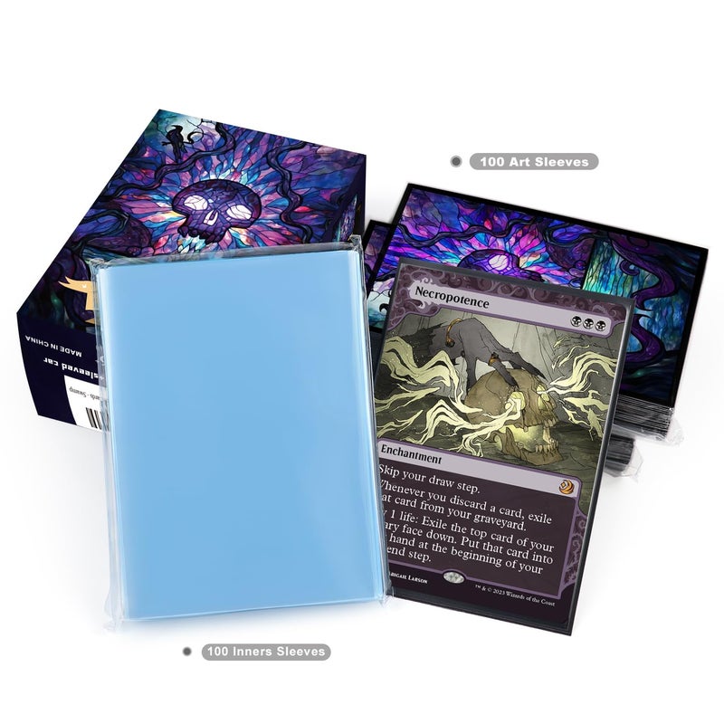 Katomula 100 MTG Card Sleeves with 100 Inner Sleeves, Textured Back Art Sleeve, Fit Standard Size Cards - Swamp - Image 5