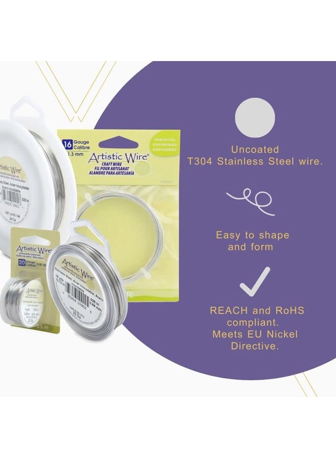 Artistic Wire سلك لف المجوهرات المصنوع من الفولاذ المقاوم للصدأ 28 قياس، 40 ياردة - Image 5