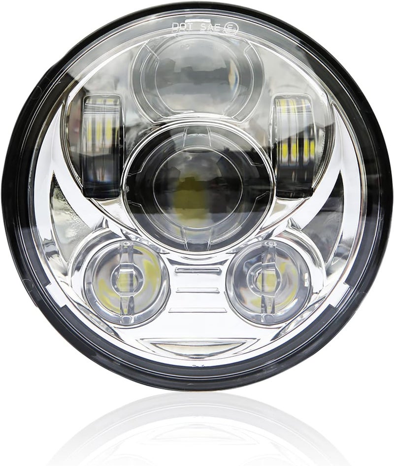 Wisamic 5.75" LED Headlight Motorcycle DOT - Compatible with Harley Davidson Dyna Street Bob Super Wide Glide Low Rider Night Rod Train Softail Sportster Iron 883-Sliver - Image 1