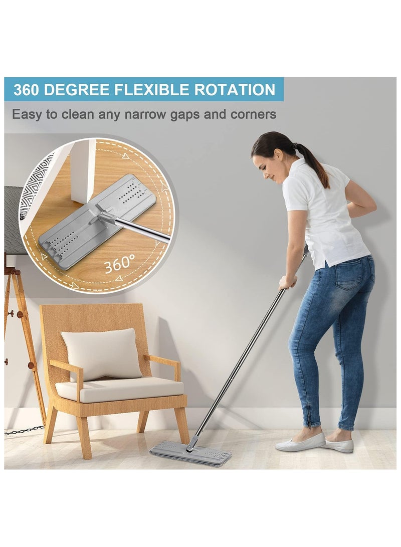 Mop and Bucket with Wringer Set, Hands Free Flat Floor Mop and Bucket, 6 Washable Microfiber Pads Included, Wet and Dry Use, Home Floor Cleaning System for All Floor Types and Windows - Image 2