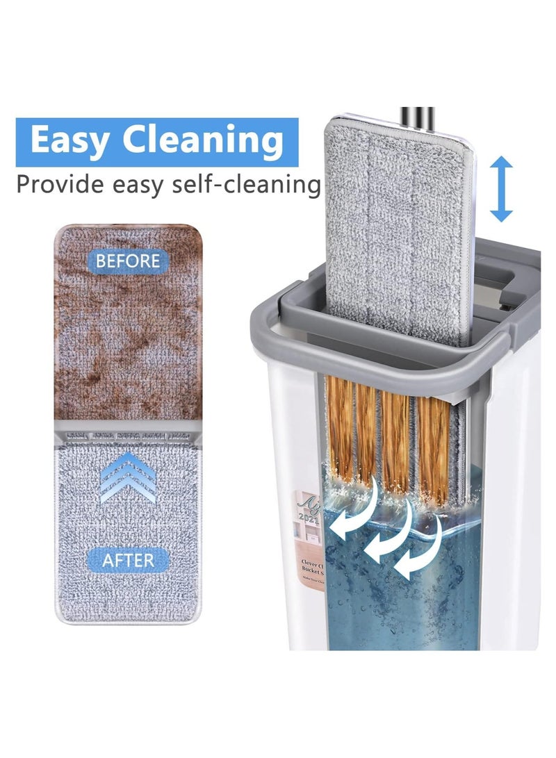 Mop and Bucket with Wringer Set, Hands Free Flat Floor Mop and Bucket, 6 Washable Microfiber Pads Included, Wet and Dry Use, Home Floor Cleaning System for All Floor Types and Windows - Image 3