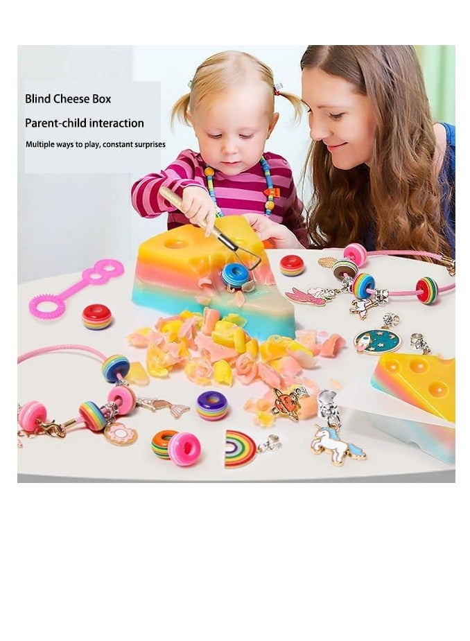 KASTWAVE Creative Dig Kit for Kids Rainbow Cheese Soap Digging up for Kids, Cute Arts and Crafts Bracelet Making Kit Birthday Treasure Gifts for Girls Rainbow Toy Create Magic Jewelry Making Kit  - Image 2