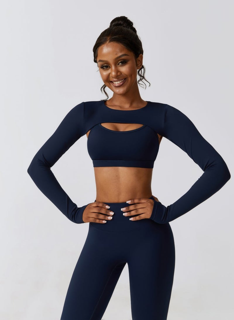 KAWN.YOGA Womens Long Sleeves Crop Top - Image 1