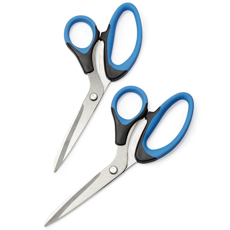 OfficeGoods Stainless Steel 8.5" Scissors w/Soft Grips - Modern Design for the Stylish Home, Office, or School - Perfect for Arts & Crafts, Scrapbooking, Fabric, Sewing - Black/Blue - Set of 2 - Image 1
