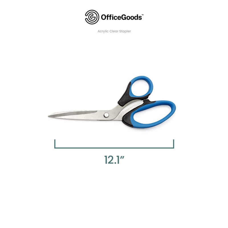OfficeGoods Stainless Steel 8.5" Scissors w/Soft Grips - Modern Design for the Stylish Home, Office, or School - Perfect for Arts & Crafts, Scrapbooking, Fabric, Sewing - Black/Blue - Set of 2 - Image 5