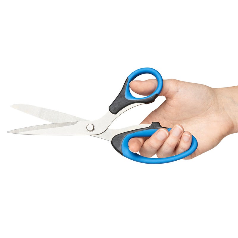 OfficeGoods Stainless Steel 8.5" Scissors w/Soft Grips - Modern Design for the Stylish Home, Office, or School - Perfect for Arts & Crafts, Scrapbooking, Fabric, Sewing - Black/Blue - Set of 2 - Image 3