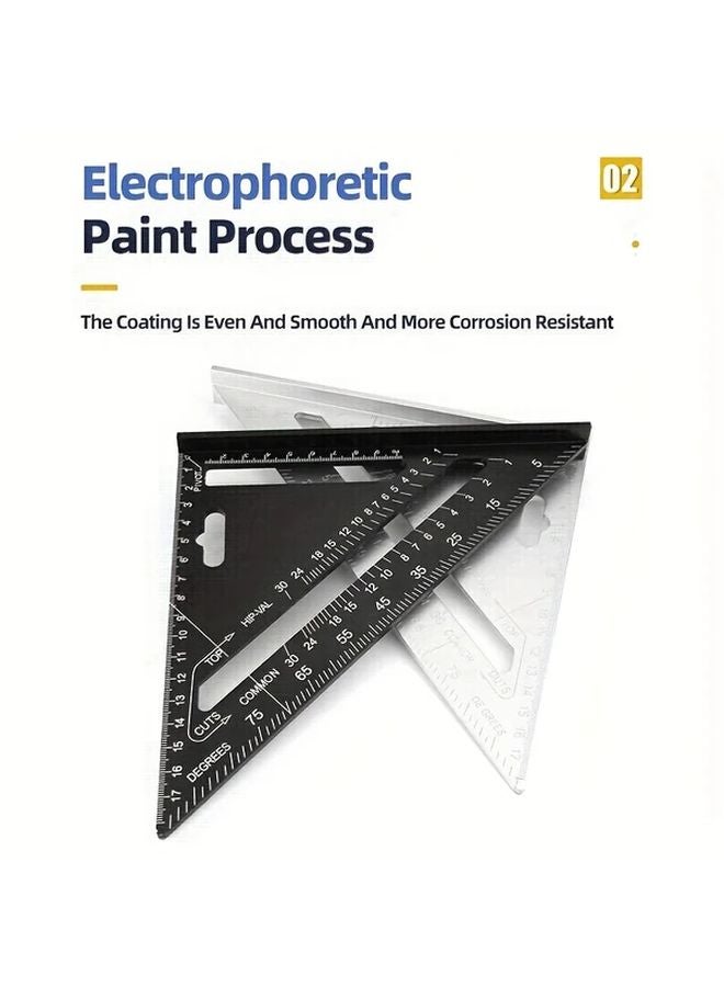 Silver Triangular Ruler High Precision Aluminum Alloy Right Angle Tool for Engineering Drawing - Image 2