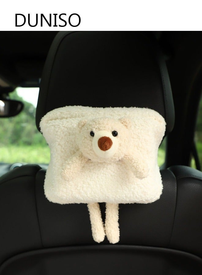 DUNISO Cartoon Car Tissue Holder Hanging Plush Car Decoration Seat Back Tissue Box Extra Large Tissues Box Cover for Car Backseat - Image 1