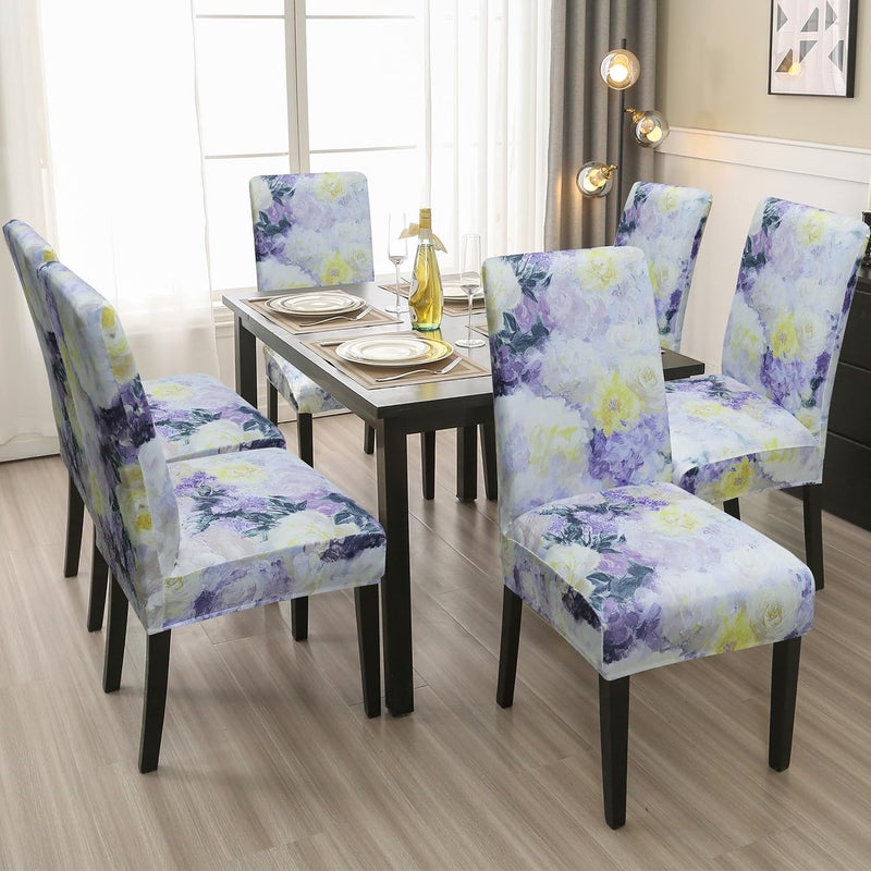 Keyroal Dining Room Chair Covers Set of 4, Stretch Pattern Parsons Chair Slipcovers Spandex Removable Washable Kitchen Chair Protector Cover for Dining Room, Hotel, Ceremony - Image 2