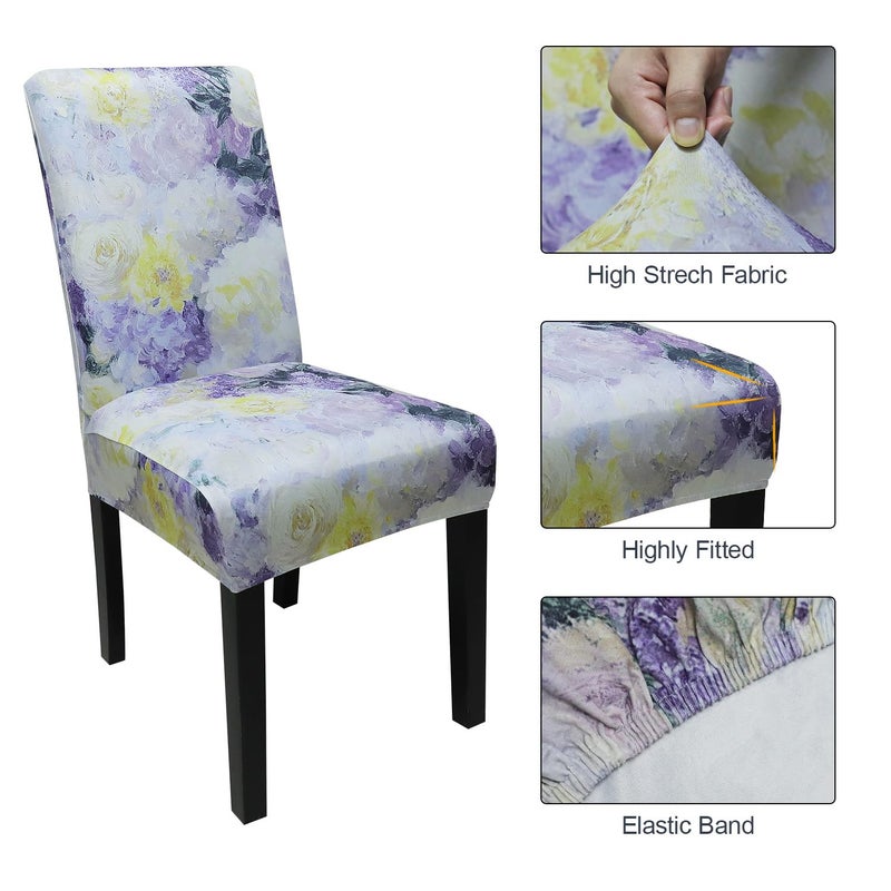 Keyroal Dining Room Chair Covers Set of 4, Stretch Pattern Parsons Chair Slipcovers Spandex Removable Washable Kitchen Chair Protector Cover for Dining Room, Hotel, Ceremony - Image 4
