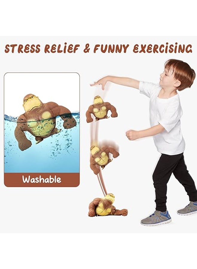 2 حزمة Squishy القرد فك الضغط وضغط الإجهاد لعبة ، دمى تخفيف الإجهاد ، ممتدة الغراء الرمال مملوءة المطاط غوريلا Squishy لعب للأطفال والكبار - Image 4