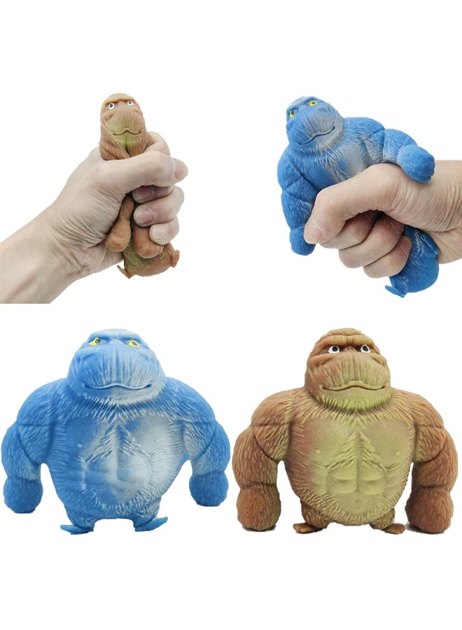 2 حزمة Squishy القرد فك الضغط وضغط الإجهاد لعبة ، دمى تخفيف الإجهاد ، ممتدة الغراء الرمال مملوءة المطاط غوريلا Squishy لعب للأطفال والكبار - Image 1