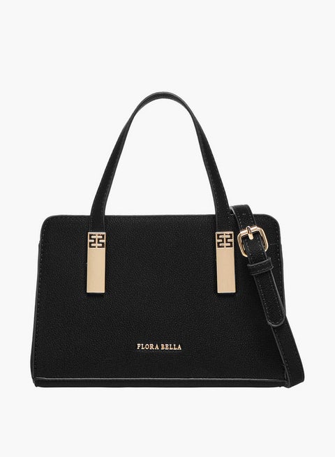 Solid Tote Bag with Double Handle and Zip Closure