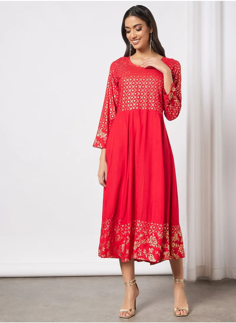 HANA & SARA Elegant Printed Jalabiya
