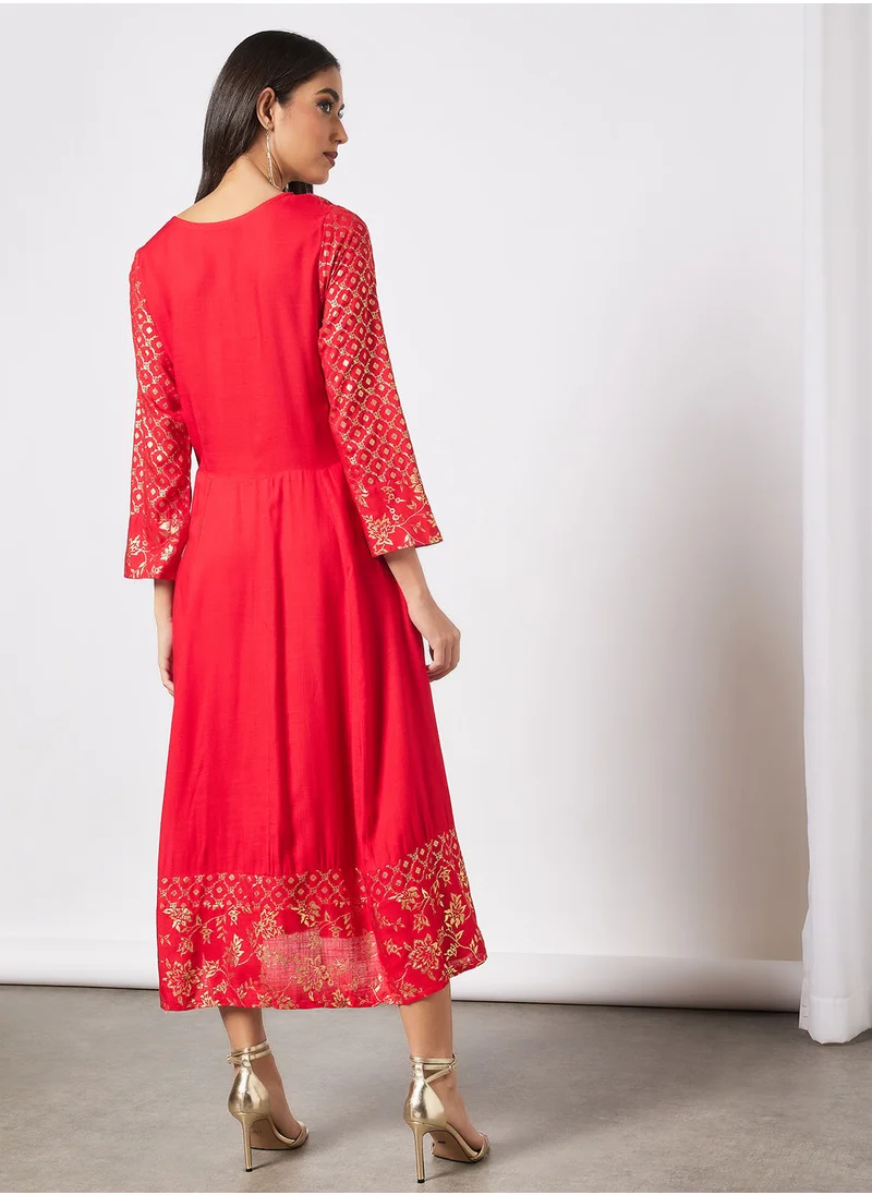HANA & SARA Elegant Printed Jalabiya