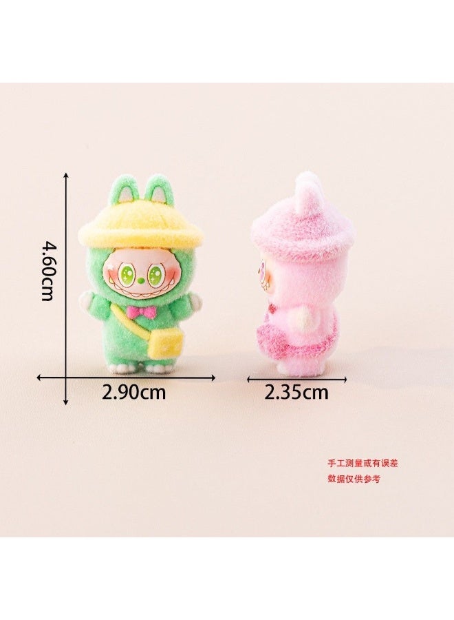 10-Piece Labubu Style Mini Bunny Plush Ornament Set – Soft Flocked Cartoon Design with Backpack – Collectible Desk, Car & Keychain Decoration - Image 4