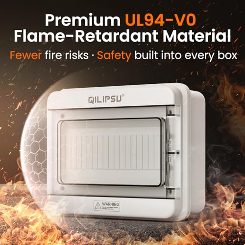 QILIPSU 9 Way DIN Rail Circuit Breaker Box UL94-V0 PC/ABS IP65 Waterproof Distribution Enclosure with Longer Bus Bars for Indoor Outdoor and Solar Use - Image 3
