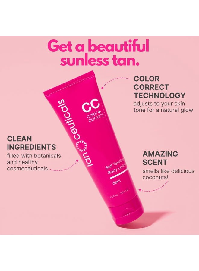 Tanceuticals Self Tanner - Dark Self Tanning Lotion for Body - Gives Natural Looking & Long Lasting Sunless Tan – Quick Fake Tan, Bronze Glow - Fresh Coconut Scent & Healthy Ingredients (Dark) - Image 2