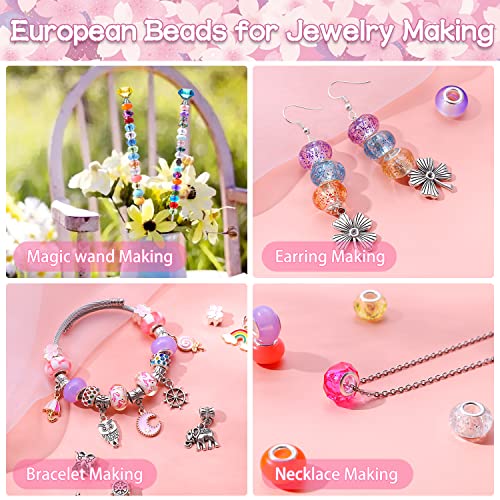 AIPRIDY 192 Pieces Large Hole Fairy Wand Garden Beads, Assorted European Craft Beads Mixed Color Lampwork Spacer Beads,European Large Hole Beads for DIY Jewelry Making Supplies (12 Style) - Image 4