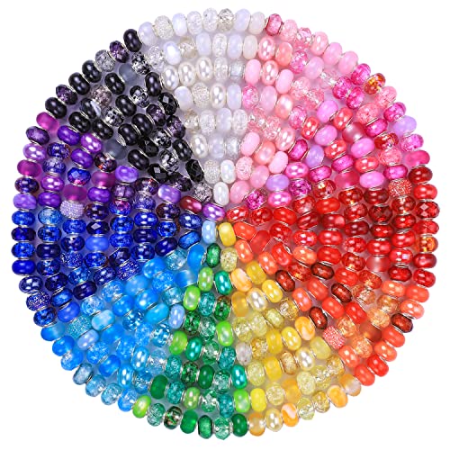 AIPRIDY 192 Pieces Large Hole Fairy Wand Garden Beads, Assorted European Craft Beads Mixed Color Lampwork Spacer Beads,European Large Hole Beads for DIY Jewelry Making Supplies (12 Style) - Image 1
