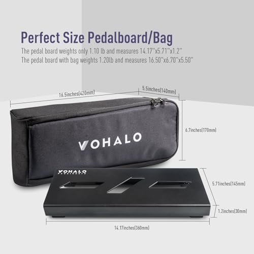 VOHALO Mini 14" Guitar Pedal Board with Carry Bag, Guitar Effects Compact Small Pedalboard 14.1"x 5.5" with Carry Bag, Included Pedals Mountain Tape, Cable Tie & Patch Cables - Image 5
