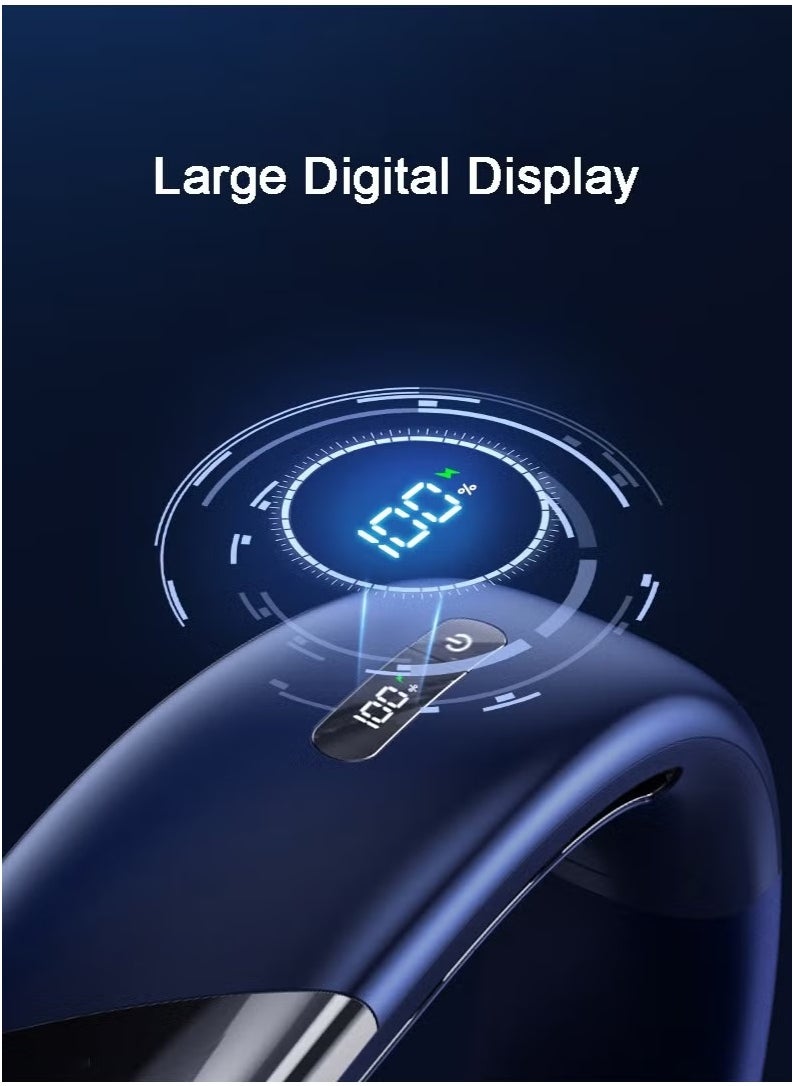 Neck Fan Portable Rechargeable, 360° Surrounding Strong Wind, 5 Speeds, Portable Fan with Digital Display of Power, Wearable Fan Cooling, Hands Free Fan