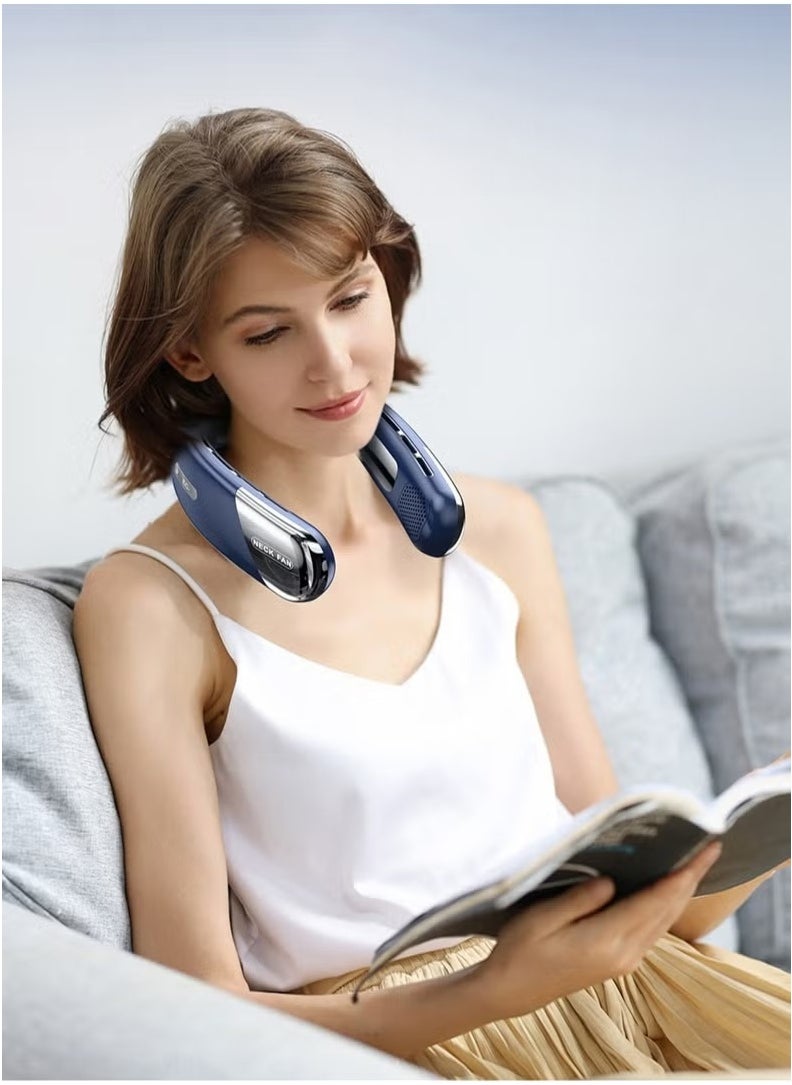 Neck Fan Portable Rechargeable, 360° Surrounding Strong Wind, 5 Speeds, Portable Fan with Digital Display of Power, Wearable Fan Cooling, Hands Free Fan