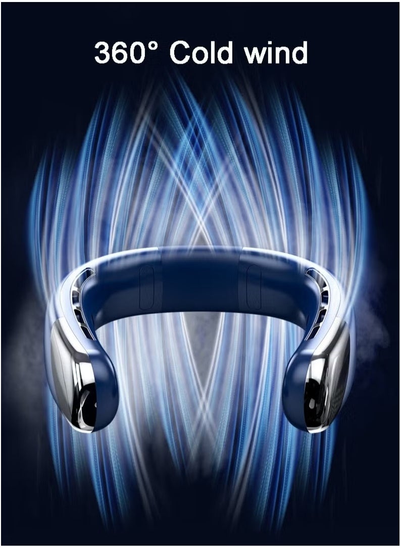 Neck Fan Portable Rechargeable, 360° Surrounding Strong Wind, 5 Speeds, Portable Fan with Digital Display of Power, Wearable Fan Cooling, Hands Free Fan