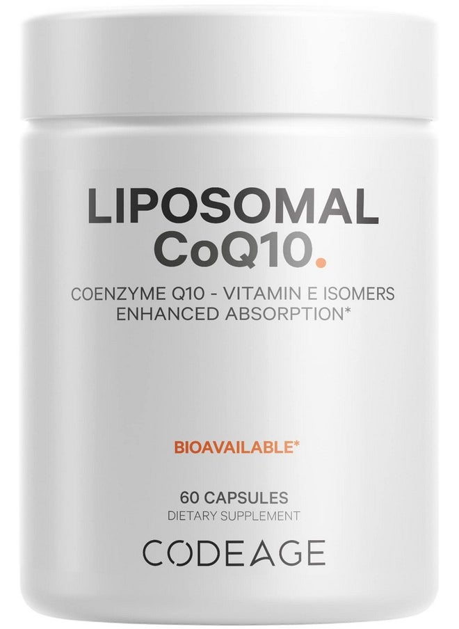 Codeage Liposomal Coq10 Supplement Vitamin E Isomers Tocopherols 125Mg Coenzyme Q10 Cardiovascular Heart Energy Support Liposomal For Bioavailability 2 Month Supply Nongmo 60 Capsules  - Image 1