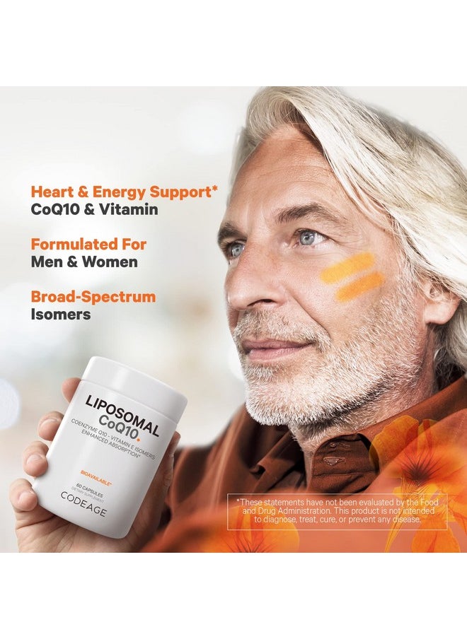 Codeage Liposomal Coq10 Supplement Vitamin E Isomers Tocopherols 125Mg Coenzyme Q10 Cardiovascular Heart Energy Support Liposomal For Bioavailability 2 Month Supply Nongmo 60 Capsules  - Image 5