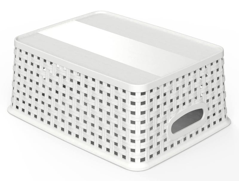 WYT Woven Plastic Storage Baskets, 6 Pack White Weave Bins Organizer, 10.1" x 7.55" x 4.1" - Image 3
