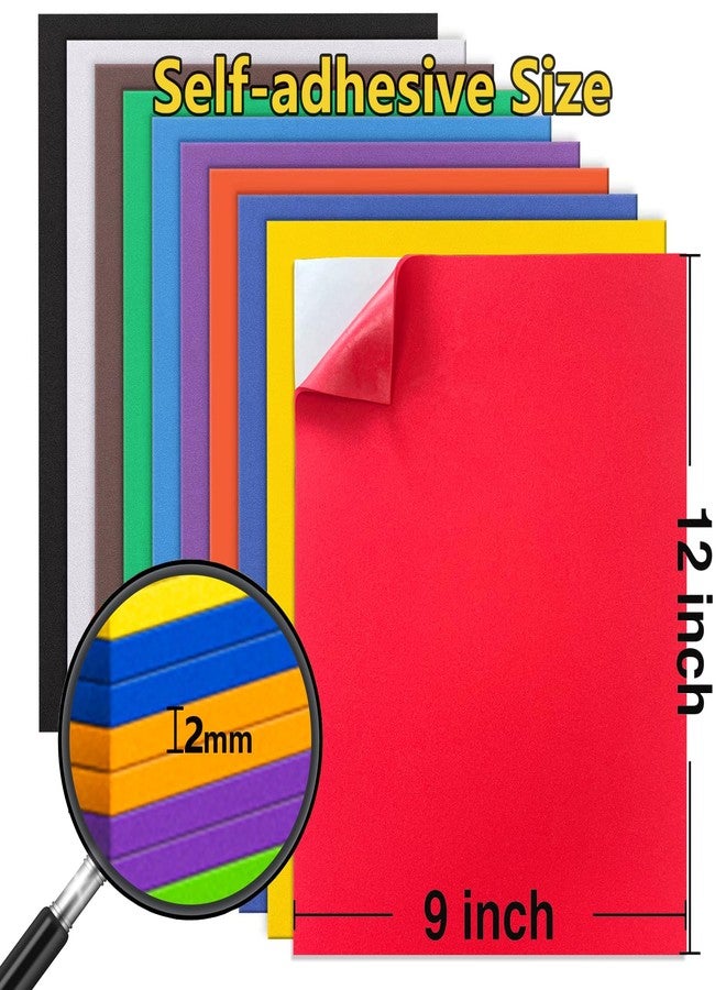 MEARCOOH Self Adhesive Foam Sheets, 10 Colors 9x12 Inch 2mm Sticky Eva Foam Paper for Crafts Cardmaking Photo Frames Classroom Scrapbooking Christmas Crafts (Multi-Color 10 Sheets) - Image 2
