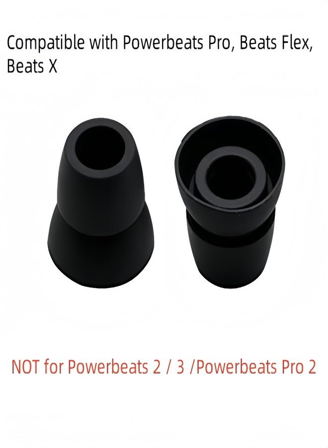 Wiki VALLEY 8 Pairs Replacement Silicone Earbuds Tips for Powerbeats Pro & Beats Flex/BeatsX Headphones, 4 Sizes Soft Flexible Noise Reduction Eartips Compatible with Beats Flex Earbuds Replacement Tips (Black) - Image 2