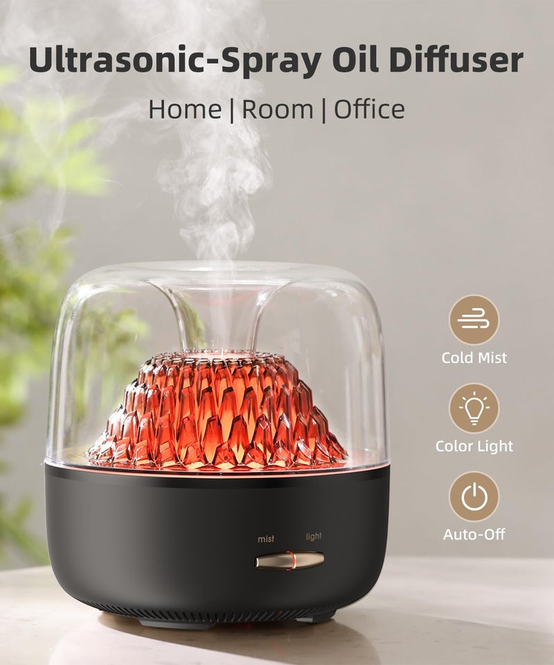 KinYiLO Small Essential Oil Diffuser for Home, Stylish Volcano Mountain View & Colorful Lighting, Aromatherapy Aroma Diffusers, Small Size for Personal Office Desk Bedroom Bathroom - Image 2