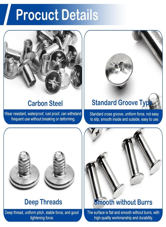 MroMax 10Pcs M5 Binding Screw, M5 x 15mm Nickel Plated Carbon Steel Cross Head Chicago Screw Binding Post Screw Kit for DIY Leather Decoration and Scrapbook and Photo Albums Bookbinding - Image 4