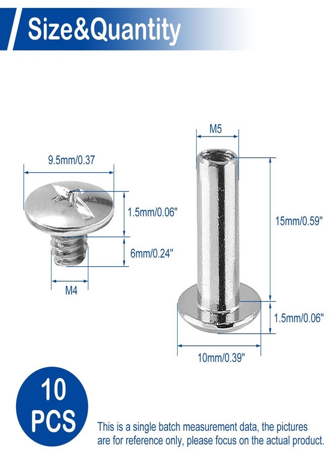MroMax 10Pcs M5 Binding Screw, M5 x 15mm Nickel Plated Carbon Steel Cross Head Chicago Screw Binding Post Screw Kit for DIY Leather Decoration and Scrapbook and Photo Albums Bookbinding - Image 3