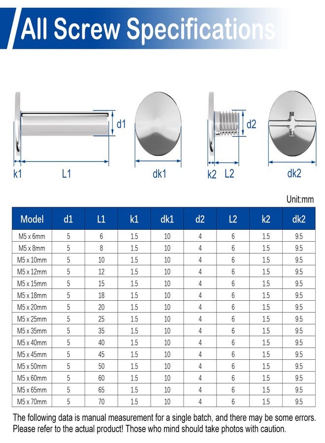 MroMax 10Pcs M5 Binding Screw, M5 x 15mm Nickel Plated Carbon Steel Cross Head Chicago Screw Binding Post Screw Kit for DIY Leather Decoration and Scrapbook and Photo Albums Bookbinding - Image 5