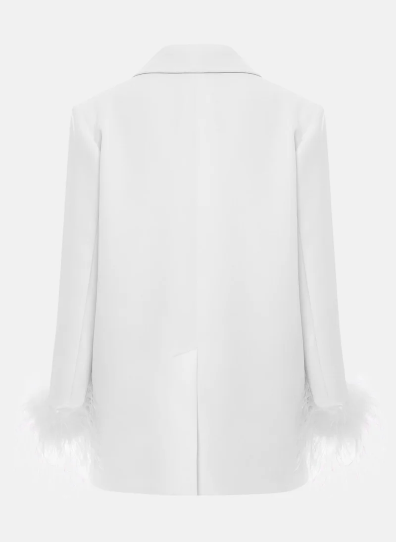 Lichi Single-breasted jacket with accent buttons and feathers