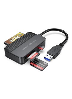Memory Card Reader, 4-in-1 SD Card Reader, USB 3.0 TF/Micro SD/MS/CF Card Reader, Compact High-Speed Flash Card Reader for PC, Laptop, Camera, Computer