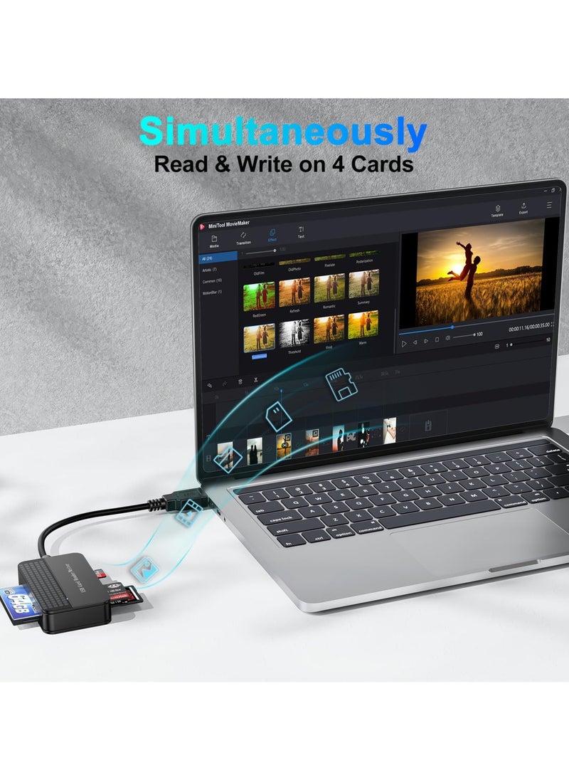 Generic - Memory Card Reader, 4-in-1 SD Card Reader, USB 3.0 TF/Micro SD/MS/CF Card Reader, Compact High-Speed Flash Card Reader for PC, Laptop, Camera, Computer - Image 1