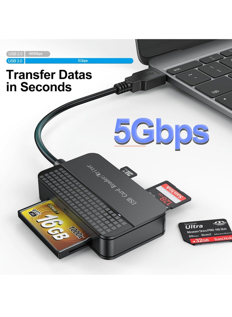 Generic - Memory Card Reader, 4-in-1 SD Card Reader, USB 3.0 TF/Micro SD/MS/CF Card Reader, Compact High-Speed Flash Card Reader for PC, Laptop, Camera, Computer - Image 1