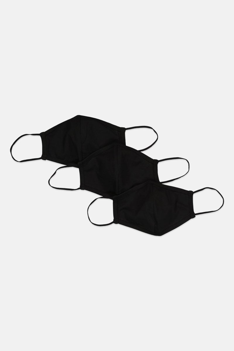 Asos Design 3 Pack Reusable Face Masks, Black - Image 1