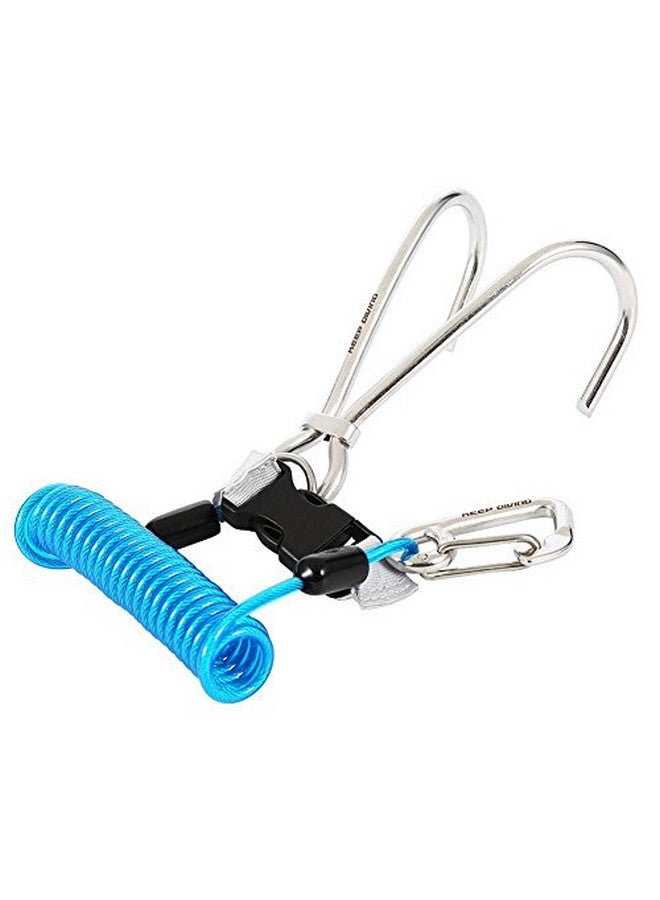 Dilwe Diving Hook Stainless Steel Reef Double Hook With Spiral Coil Lanyardand And Quickrelease Buckle(Blue) - Image 1
